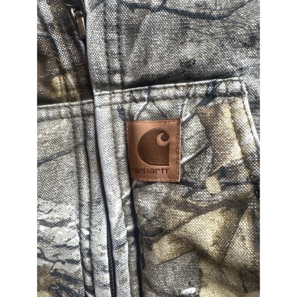 Carhartt Boys’ Zip-Front Canvas Insulated Hooded Camo Jacket – Size XS (6) - Picture 2 of 9